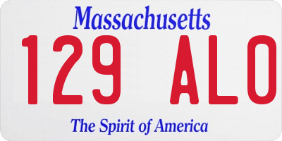 MA license plate 129AL0