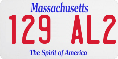 MA license plate 129AL2