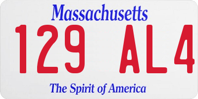 MA license plate 129AL4