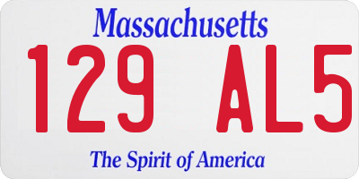 MA license plate 129AL5