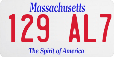 MA license plate 129AL7