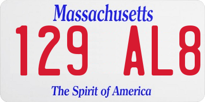 MA license plate 129AL8