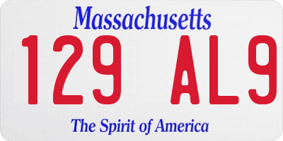 MA license plate 129AL9