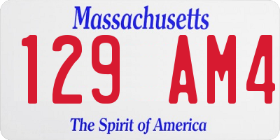MA license plate 129AM4