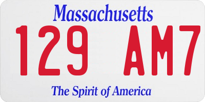 MA license plate 129AM7