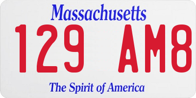 MA license plate 129AM8