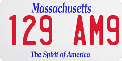 MA license plate 129AM9