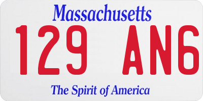 MA license plate 129AN6
