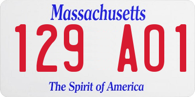 MA license plate 129AO1