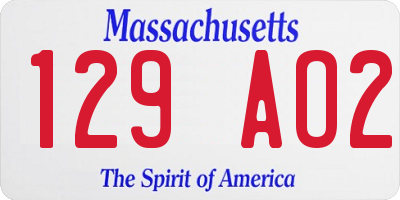 MA license plate 129AO2
