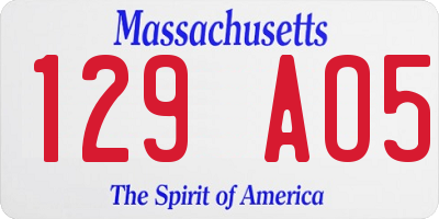 MA license plate 129AO5