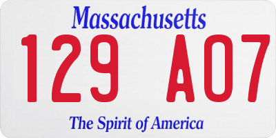 MA license plate 129AO7