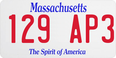 MA license plate 129AP3