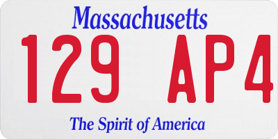 MA license plate 129AP4