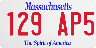 MA license plate 129AP5