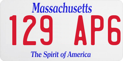 MA license plate 129AP6