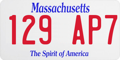MA license plate 129AP7