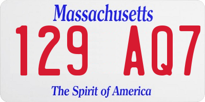 MA license plate 129AQ7