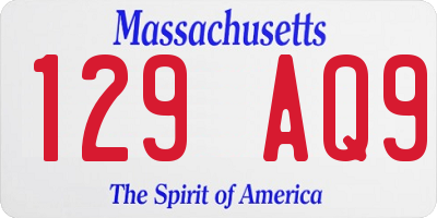 MA license plate 129AQ9