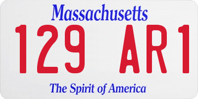 MA license plate 129AR1