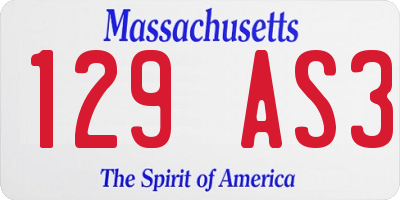 MA license plate 129AS3