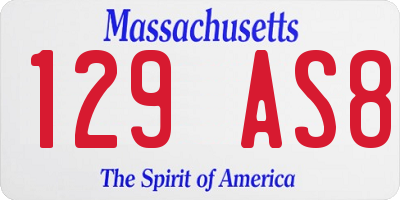 MA license plate 129AS8