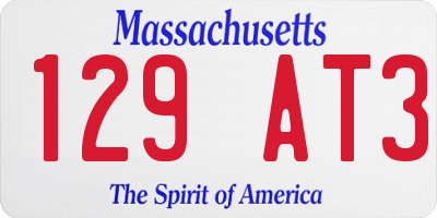 MA license plate 129AT3