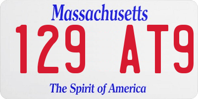 MA license plate 129AT9