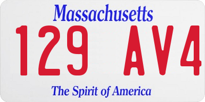 MA license plate 129AV4