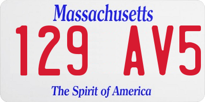 MA license plate 129AV5