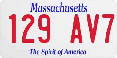 MA license plate 129AV7