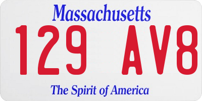 MA license plate 129AV8