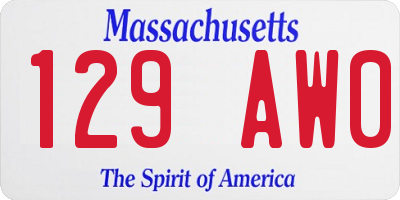 MA license plate 129AW0