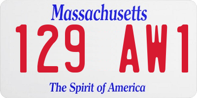 MA license plate 129AW1