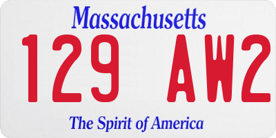 MA license plate 129AW2