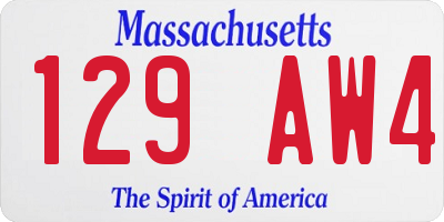 MA license plate 129AW4