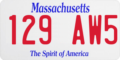 MA license plate 129AW5