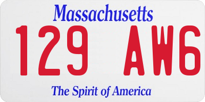 MA license plate 129AW6