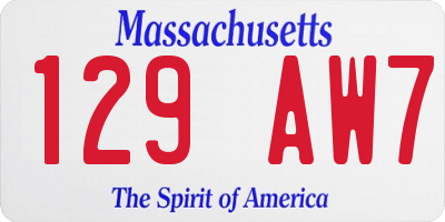 MA license plate 129AW7