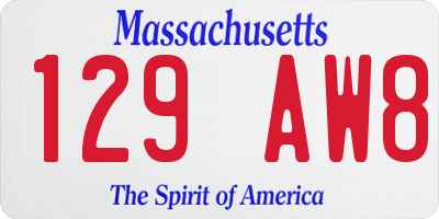 MA license plate 129AW8