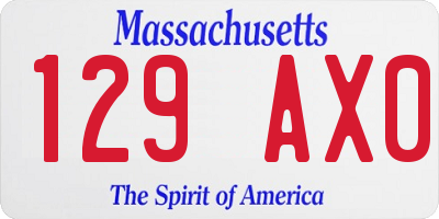 MA license plate 129AX0
