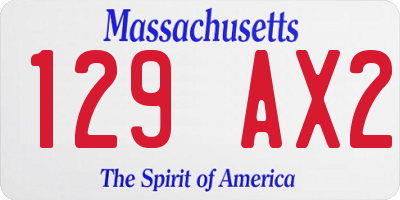 MA license plate 129AX2