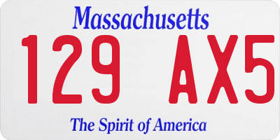 MA license plate 129AX5