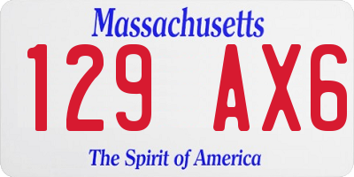 MA license plate 129AX6