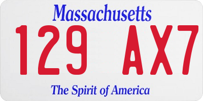 MA license plate 129AX7