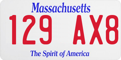 MA license plate 129AX8