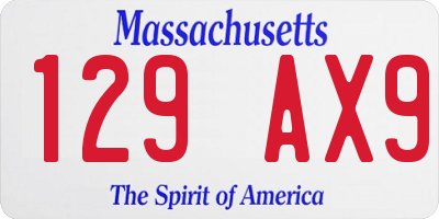 MA license plate 129AX9