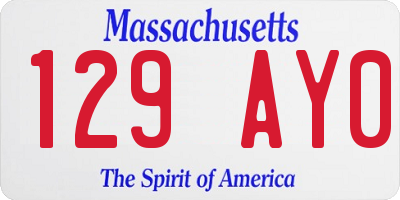 MA license plate 129AY0