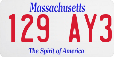 MA license plate 129AY3
