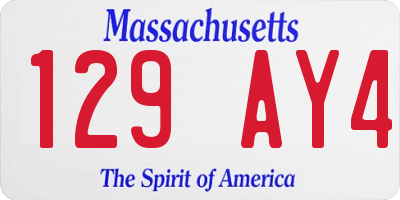 MA license plate 129AY4